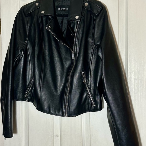 Eloquii Black Faux Leather Moto Jacket - Picture 3 of 5